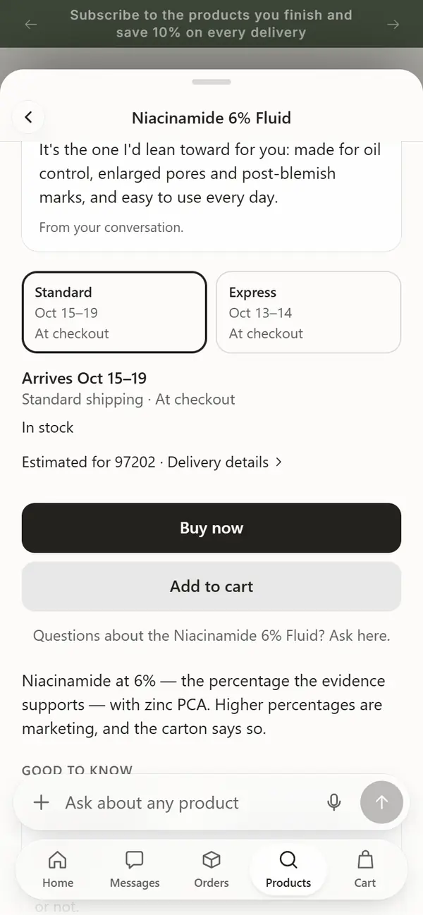 The same product with Buy now above Add to cart.